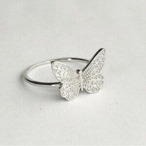 CZ Butterfly Ring Sterling Silver size 9 🆕